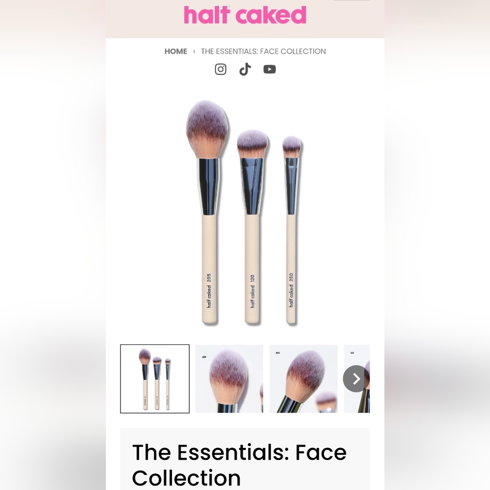 5/75$    HALF CAKED The Essentials: Face Collection 3 Piece Brush - Picture 2 of 14